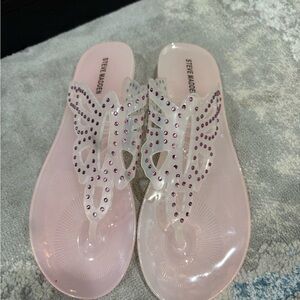 Steve Madden Clear and Pink Rhinestone Butterfly Sandals